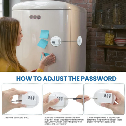 A36T-6 Pcs Cabinet Locks With Combination Fridge Lock Combo Child Safety Combination Lock With 6 Screwdrivers (White) Easy Insta