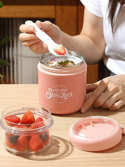 Stainless Steel Soup Cup Breakfast Oat Cups Students Office Workers Portable Milk Fruit Salad Cup Sealed Thermos Container
