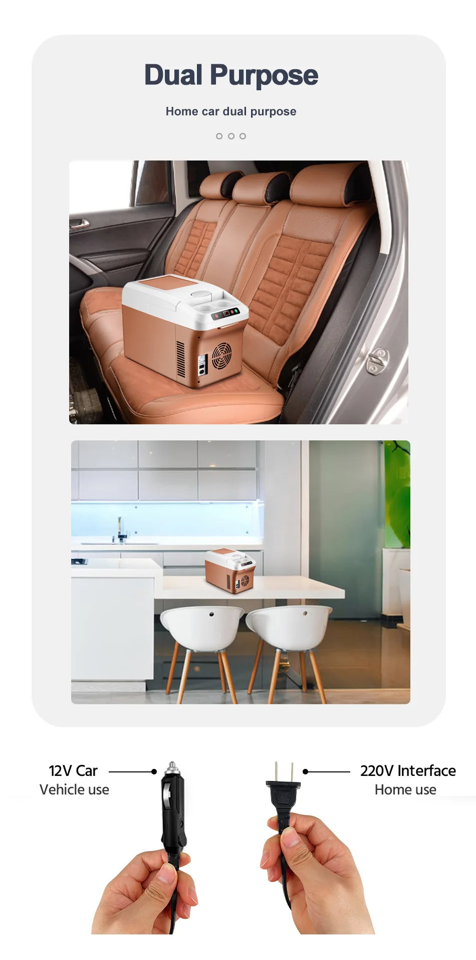 Car Refrigerator 15L Mini Fridge Refrigeration/Heat 12V/24V Green and Energy Efficient Multi-Purpose Auto/Home Refrigerator