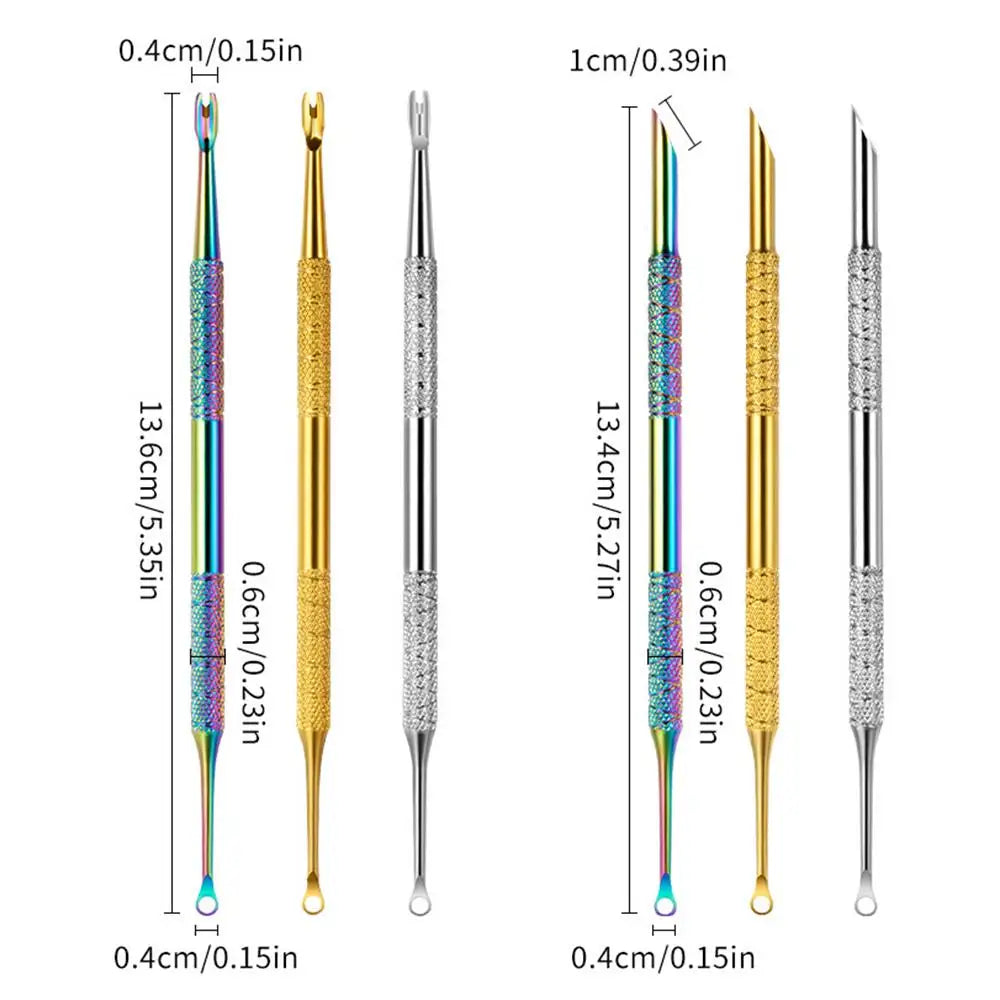 Pedicure Tool Double-Headed Nail Cuticle Pusher Polish Scraper Hook Type Dead Skin Remover Nail Care Stainless Steel