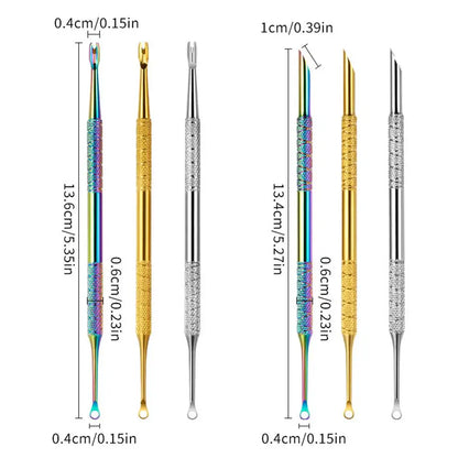 Pedicure Tool Double-Headed Nail Cuticle Pusher Polish Scraper Hook Type Dead Skin Remover Nail Care Stainless Steel