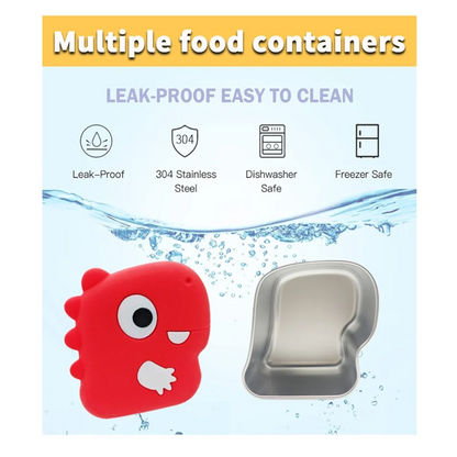 SOFT-304 Stainless Steel Snack Cup With Dinosaur Design And Silicone Lid For Secure Food Keeping