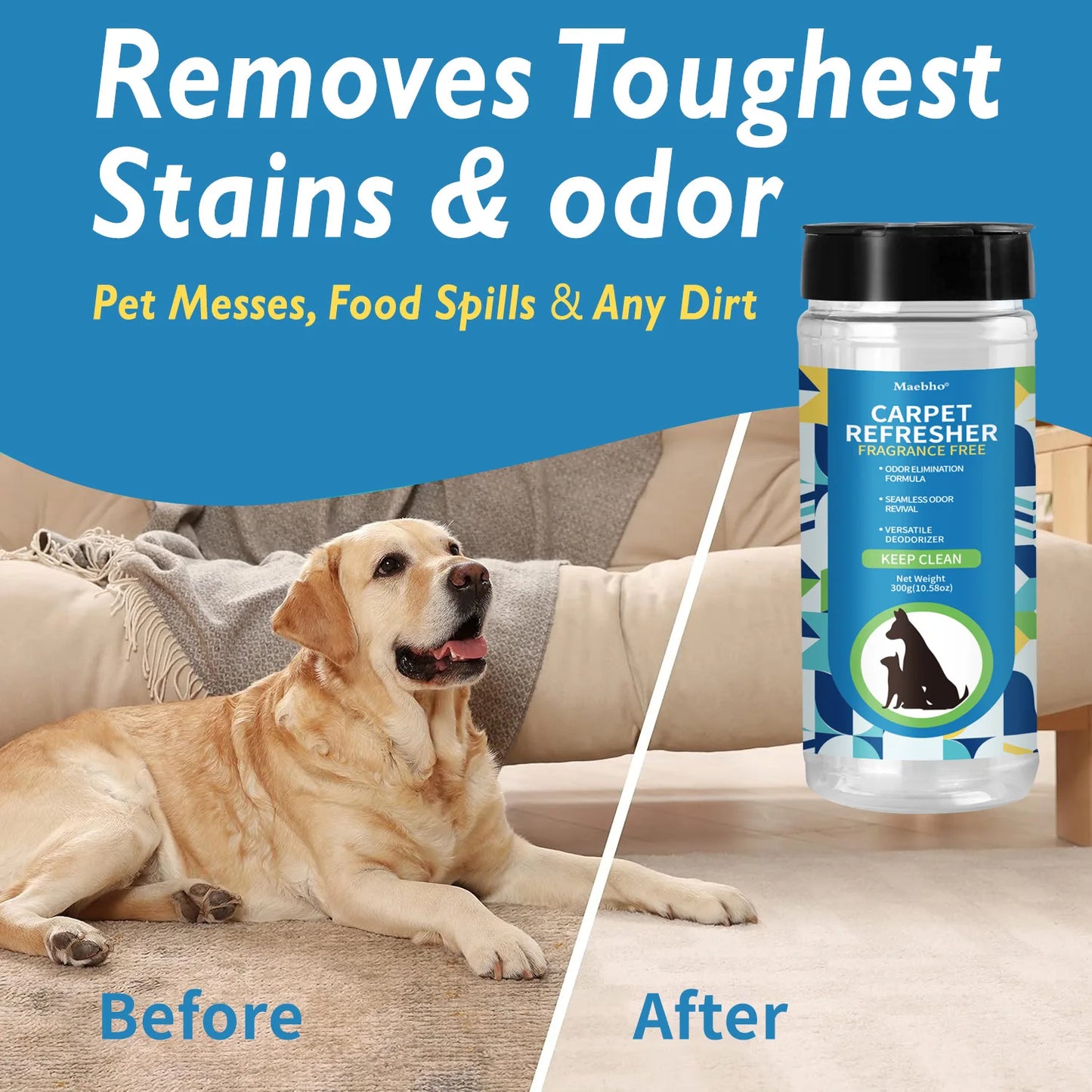 Carpet Deodorizing Powder Powerful Pet Smell Eliminator & Urine Odor Dust Remover Refresher for Home Carpet Cleaning Accessories