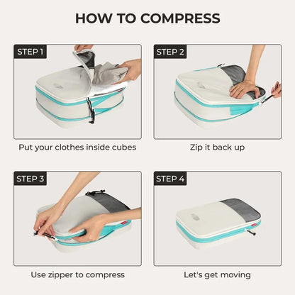 BAGSMART Compression Packing Cubes Expandable Travel Set Storage Bag 6 Pcs Travel Organizer Luggage Carry Suitcase