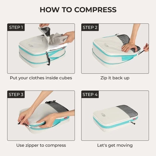 BAGSMART Compression Packing Cubes Expandable Travel Set Storage Bag 6 Pcs Travel Organizer Luggage Carry Suitcase