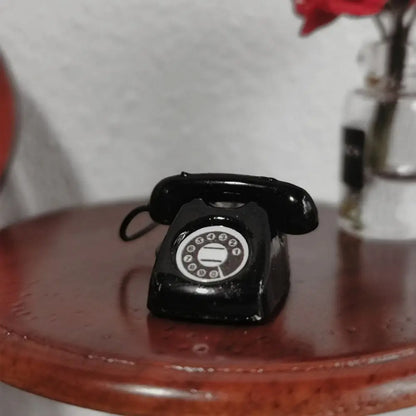 1:12 Doll House Miniature Simulated Telephone Vintage Dollhouse Furniture Dollhouse Miniature Phone Model Rotary Mini Phone