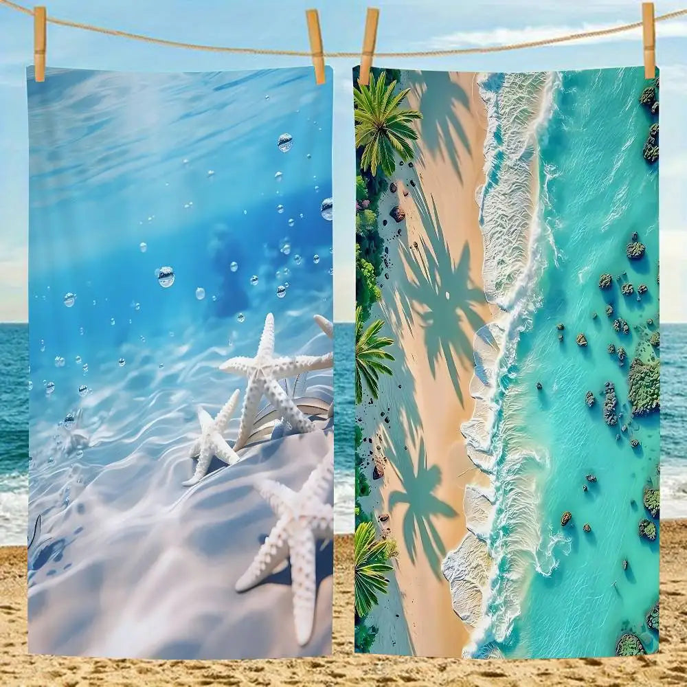 Beach Ocean Wave Anime Beach Swimming Towel Soft Absorbent Washcloth Children's Gifts For Kids Travel Camping Gym