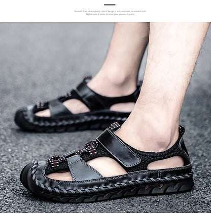 Comfortable Man Sandal for Men Flat Sandals Trend 2024 Men's Summer Sandal Authentic Leather Shoes Man Platform Sandals. Slipers
