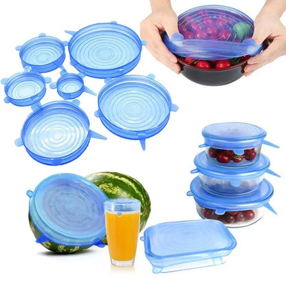 6/12Pcs/Lot Silicone Stretch Lids Universal Taper Pot Bowl Food Wrap Sealed Cover for Kitchen Cookware