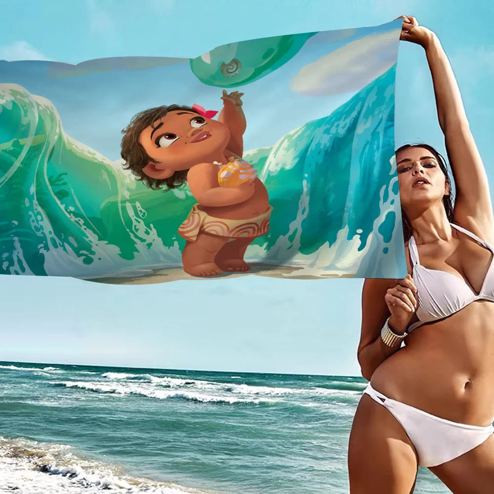 Cute Moana Cartoon Beach Towels Shower Towel Sauna Travel Spa Microfiber Quick Dry Gym Accessories Cute Room Decor