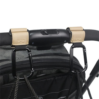 1/2pcs Portable PU Leather Baby Stroller Hook Hanger Velcros Pram Hook Carabiner Cart Organizer Clip for Stroller Accessories