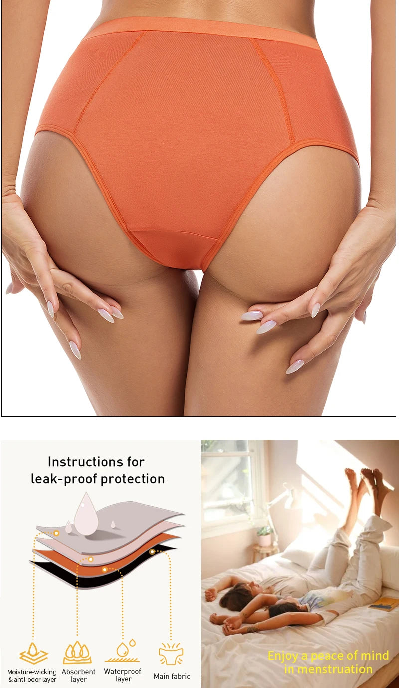 Menstrual Panties Women Abundant Flow Menstrual Period Panties High Waist Menstrual Cycle Absorbent Underwear Leak Proof Panties