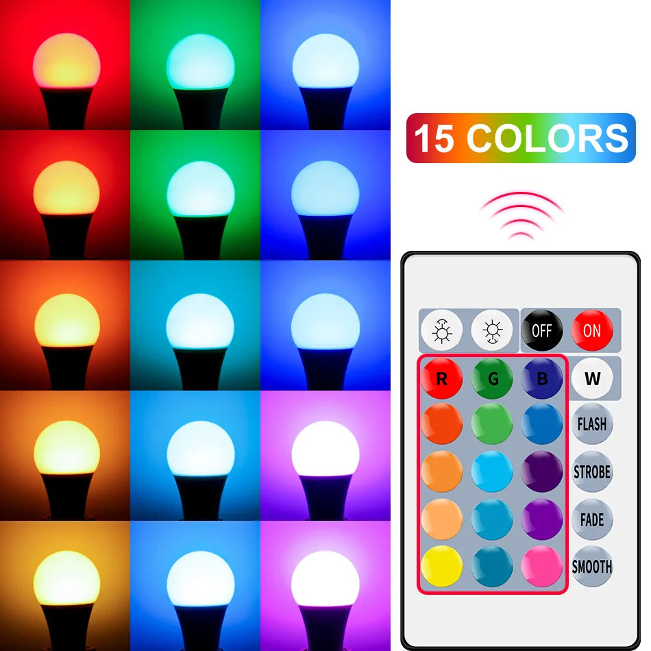 2PCS Led RGB Bulb E27 AC220V 7W 8W 9W Smart Light Bluetooth RGB Lamp Remote Control for Bedroom Room Decoration Party Lights