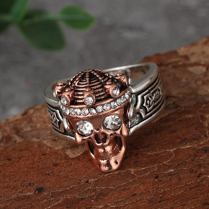 New Creative Crown Skull Ring Personality Double Color Ghost Head Men's Rings Fashion Trend Punk Party Jewelry Gift Wholesale