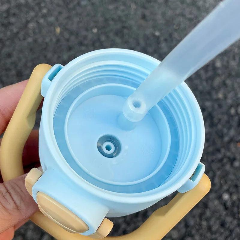 620ml Cute Water Bottle with Straw &Handle,Leakproof, Portable for Fitness & Outdoor Activities,Portable Sports Water Bottle for
