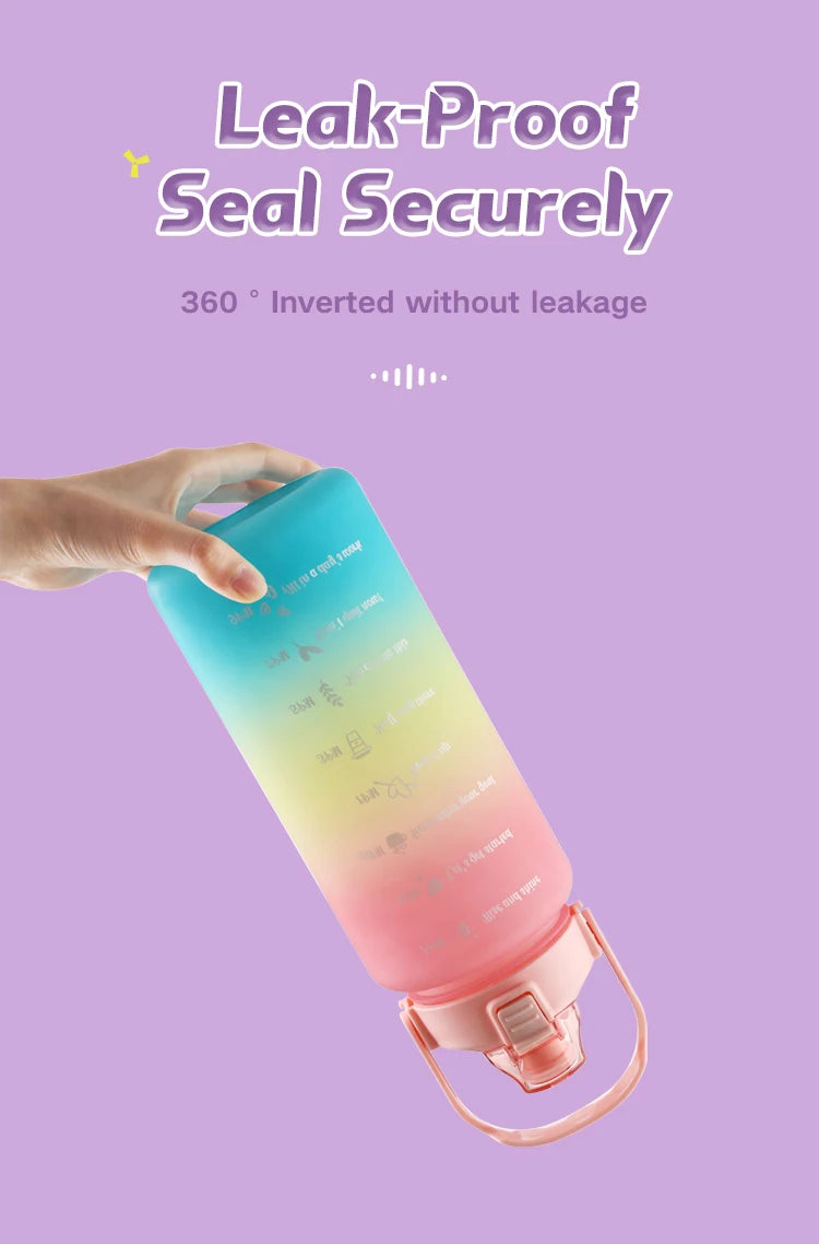 Water Bottle Motivational Drinking Bottle Sports Water Bottle with Time Marker Portable Reusable Plastic Cups Outdoor Travel Gym