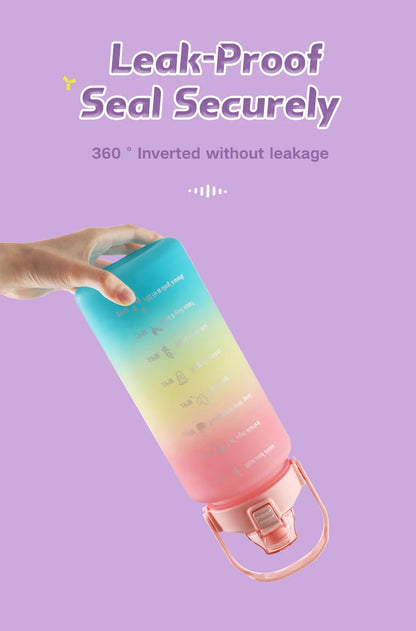 Water Bottle Motivational Drinking Bottle Sports Water Bottle with Time Marker Portable Reusable Plastic Cups Outdoor Travel Gym