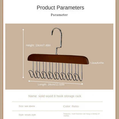 1/2/3pcs wooden new multifunctional hook hanger, bra strap storage, including 8 hooks, suitable for home and dormitory use