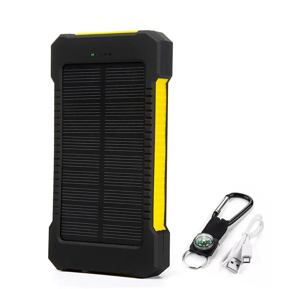 H  020000mAh Solar Power Bank Portable External Battery Double USB Fast Charging Powerbank Phone Charger For Smart Mobile Phone