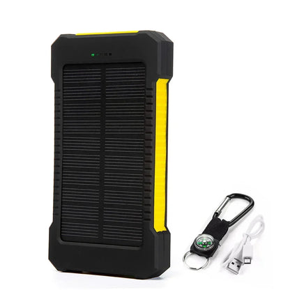 H  020000mAh Solar Power Bank Portable External Battery Double USB Fast Charging Powerbank Phone Charger For Smart Mobile Phone