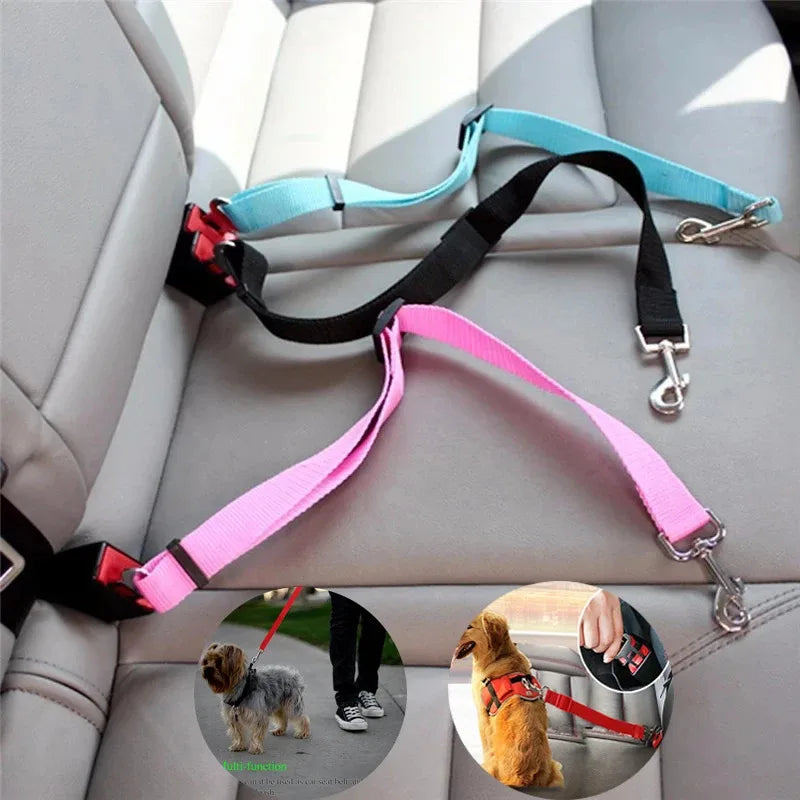 Retractable Pet Car Seat Belt - Securing the Dog During Travel - Adjustable Harness and Belt - Essential Car Travel Supplies