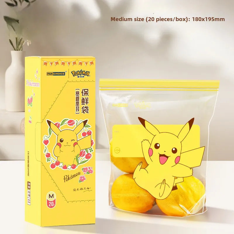 Pokemon Pikachu Reusable Storage Bag Food Transparent Sealed Bag with Zipper Sealing Plastic Container Travel Accessories Gift