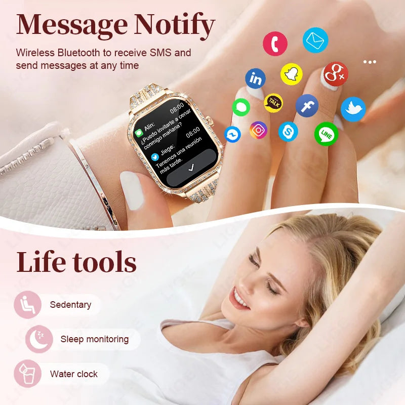 LIGE Fashion Ladies Smartwatch Women's Health Bluetooth Call Waterproof Watches Health Sports Best Friend's Smartwatch Adult