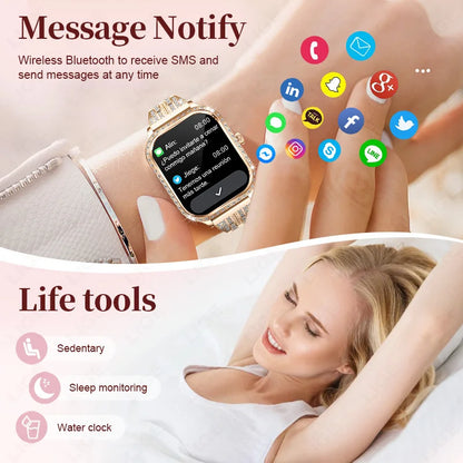 LIGE Fashion Ladies Smartwatch Women's Health Bluetooth Call Waterproof Watches Health Sports Best Friend's Smartwatch Adult