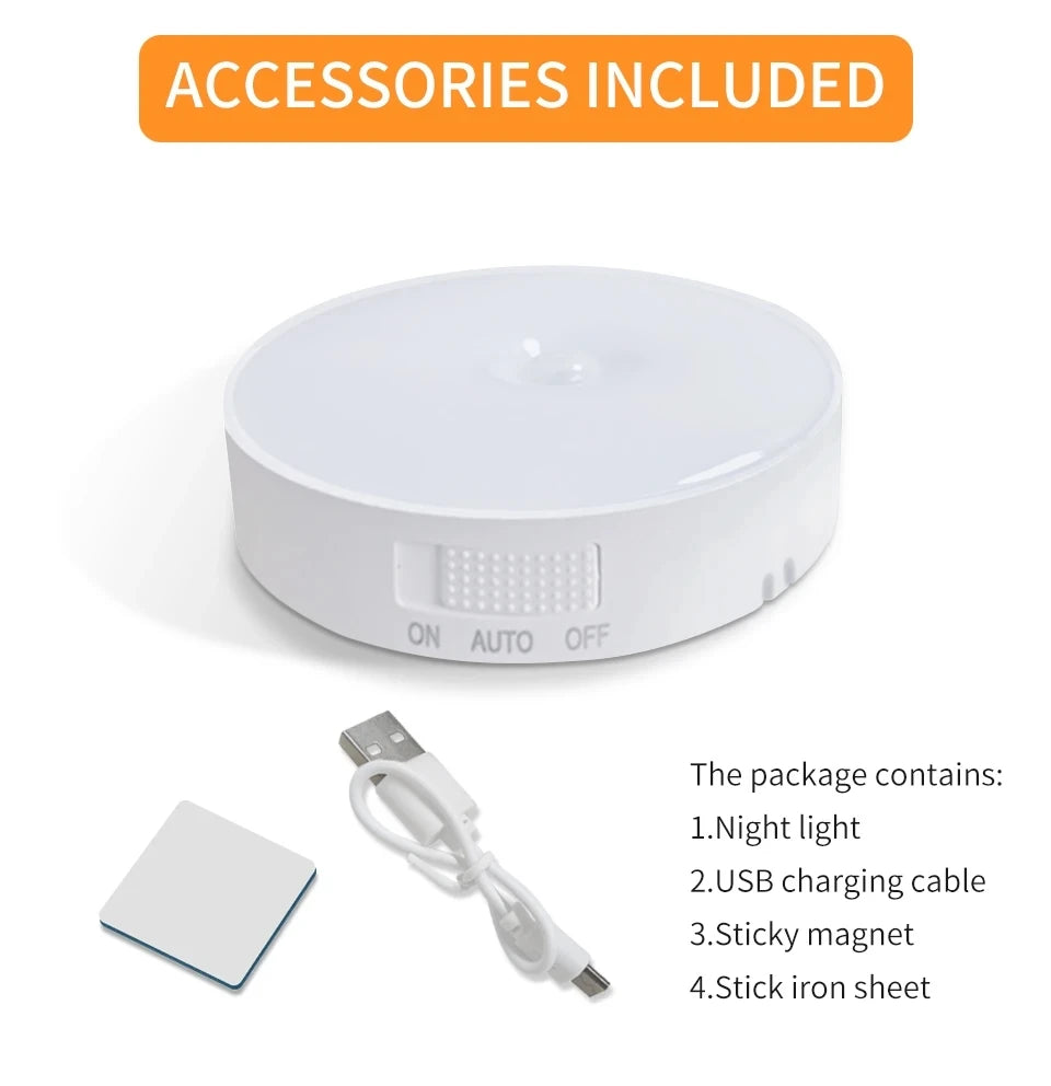 Smart Motion Sensor Light Usb Rechargeable Cabinet Lights Warm Light White Light For Kitchen Stairs Hallway Closet Bedroom Lamp