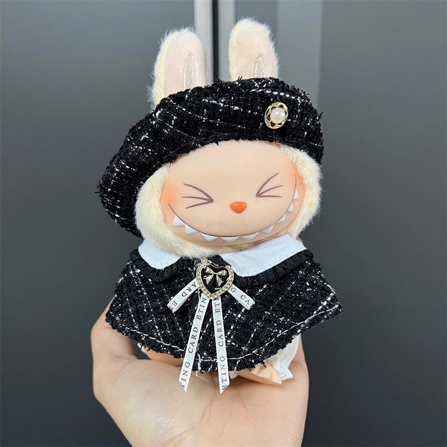 Labubu Clothes Cute Outfit Shirt Set Labubu Designer British Style Clothes Accessories Toy DIY Gifts for 15-17cm Doll
