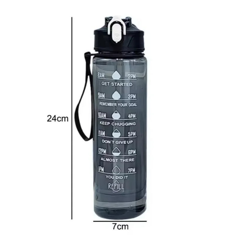 750ml Sports Water Bottle with Time-Tracking Straw Leak Proof Locking Flip Cover for Easy Carry Ideal for Outdoor Adventures