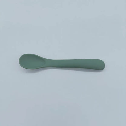 Silicone Baby Learn To Eat Spoon Small Curved Spoon Soft Rubber Feeding Silicone Cutlery Baby Training Spoon