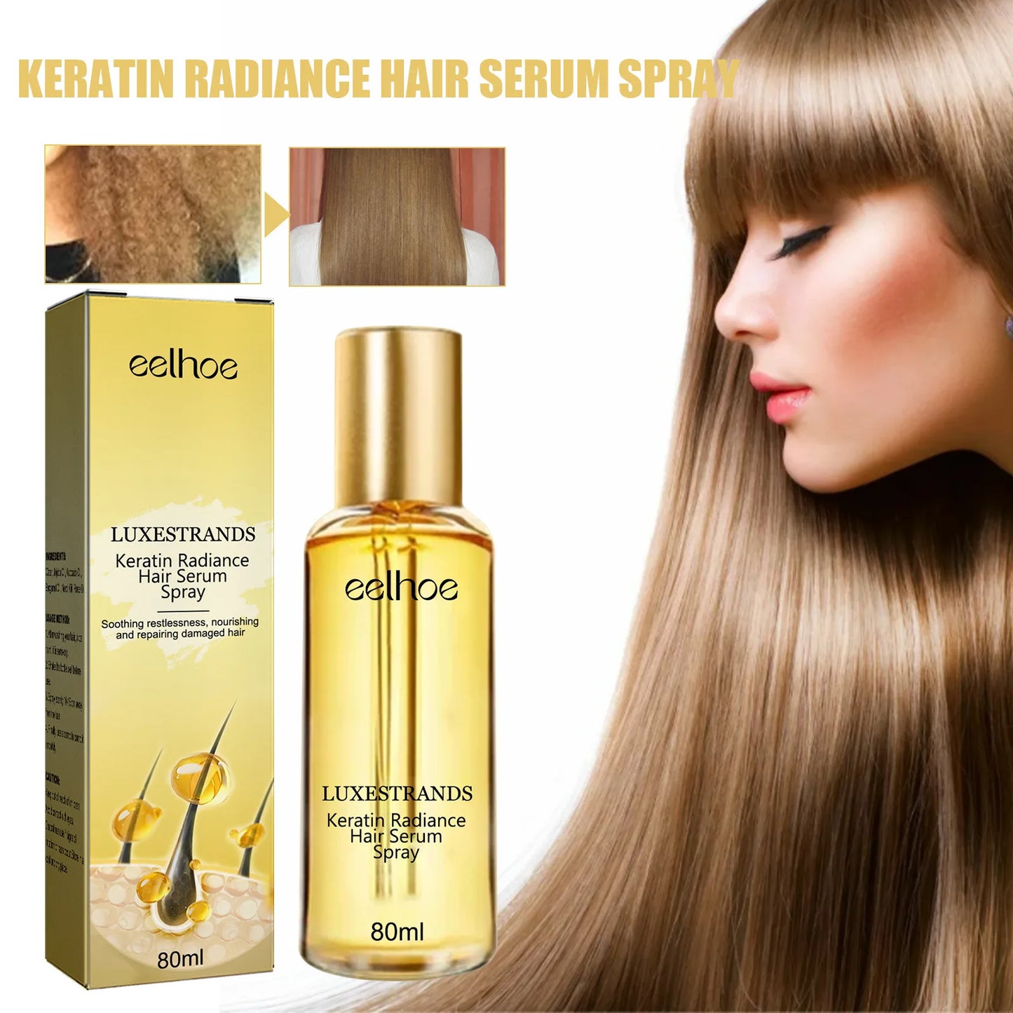 Straightening Hair Serum Spray Repair Keratin Smoothing Silky Soft Protein Correcting Anti Damaged Frizz Hair Treatment Essence