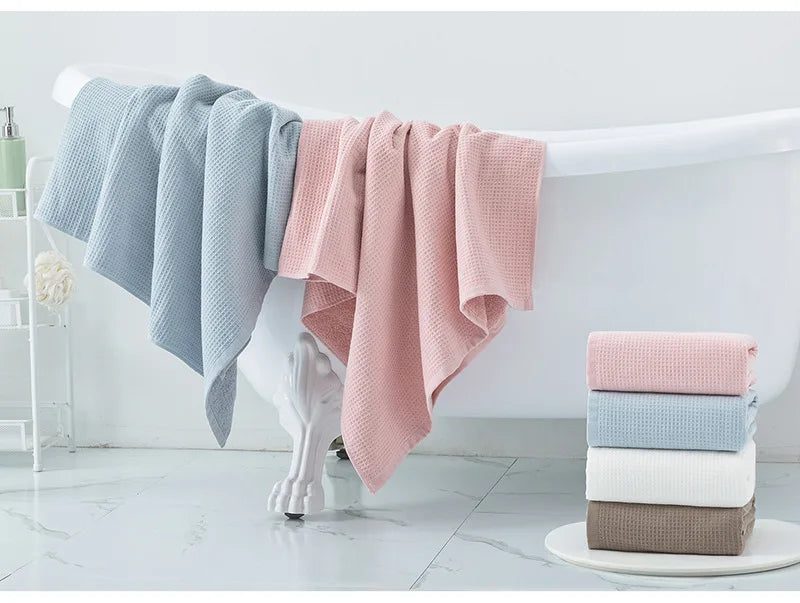 100% Cotton Double Layer Waffle Terry Bath Towel Soft Shower Towels Beach Towels Home Bathroom Towel For Adults