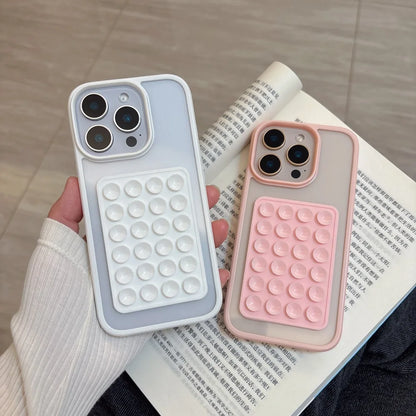 3D Suction Cup Airbag Phone Case For iPhone 16 15 14 13 12 11 Pro Max XR X XS 7 8 Plus Transparent Candy Shockproof Bumper Cover