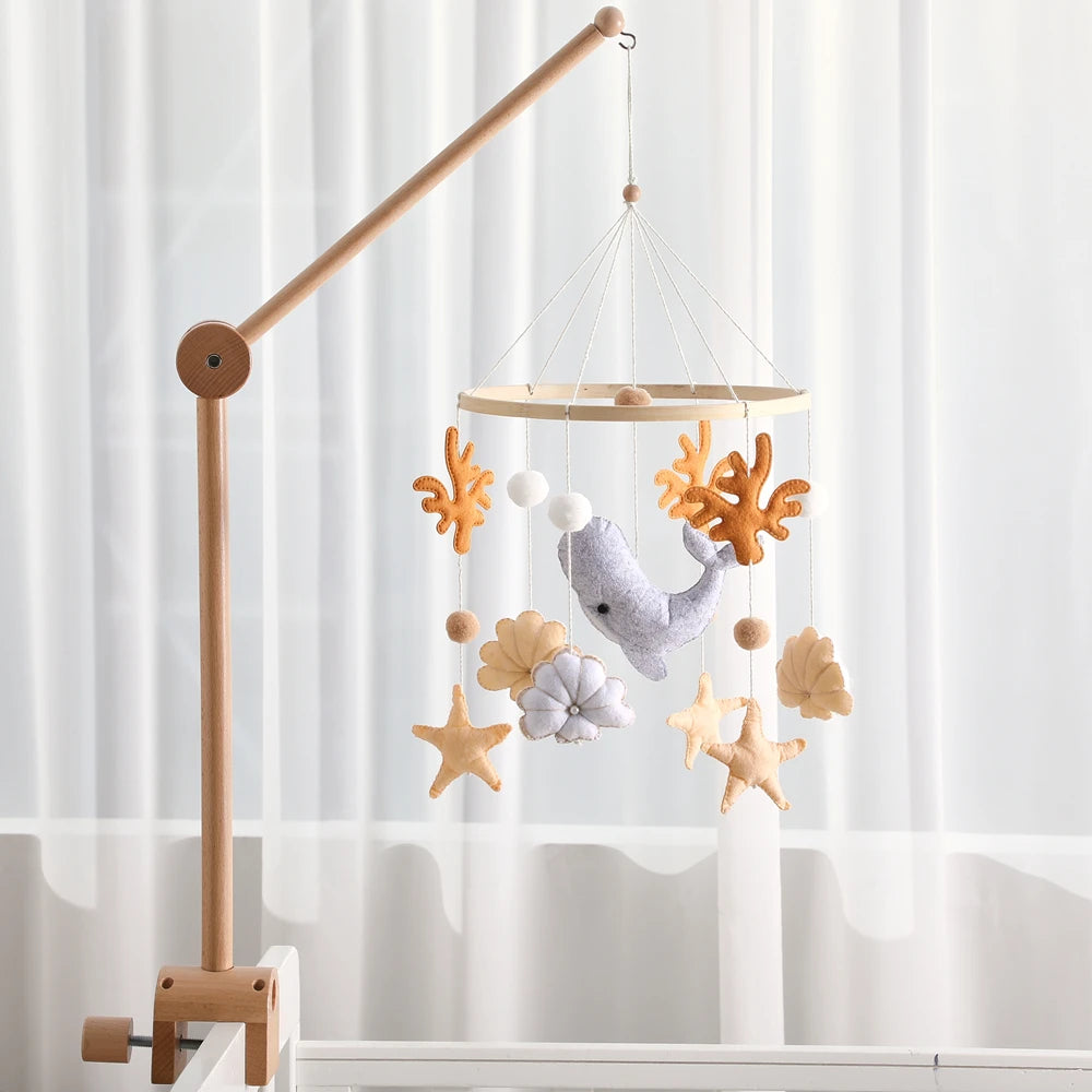 Baby Mobile Crib Bed Bell Musical Rattles Toys Soft Felt Cartoon Animal for Infants Nursery Mobiles Forest Animals Crib Toys