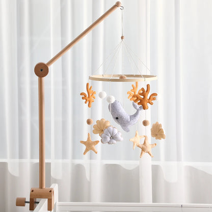 Baby Mobile Crib Bed Bell Musical Rattles Toys Soft Felt Cartoon Animal for Infants Nursery Mobiles Forest Animals Crib Toys