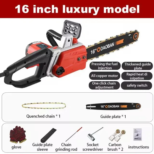 220V Plug-in Electric Saw Home Small Handheld Felling Saw Electric Chain Saw Cutting Saw Portable Electric Saw Chain Electric Sa