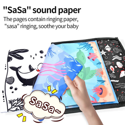 Funny Black and White Baby Cloth Book Early Educational Montessori Toy for Children Newborn Tummy Time Mirror Toys