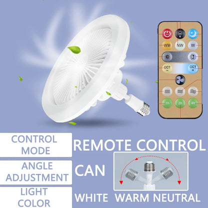 Smart 3-in-1 Ceiling Fan with Remote Control Lighting Lamp E27 Converter Base 85-265V Lighting Base for Bedroom and Living Room