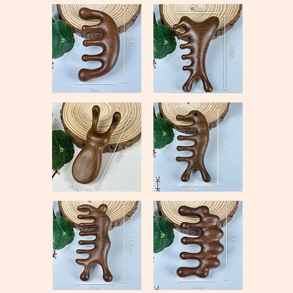 Scalp Relax Meridian Massage Comb Anti-static Blood Circulation Sandalwood Hair Comb Smooth Hair Comfortable Head Massage Comb