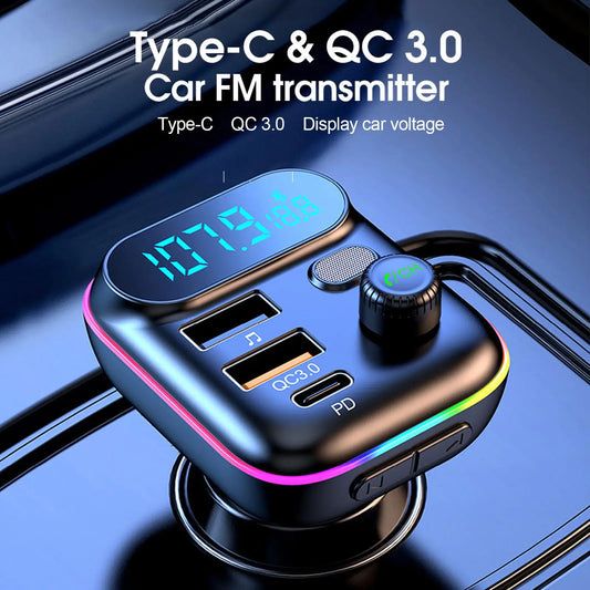 Car Bluetooth FM Transmitter Bluetooth 5.0 FM Transmitter USB PD Car Fast Charger Electronic Accessories