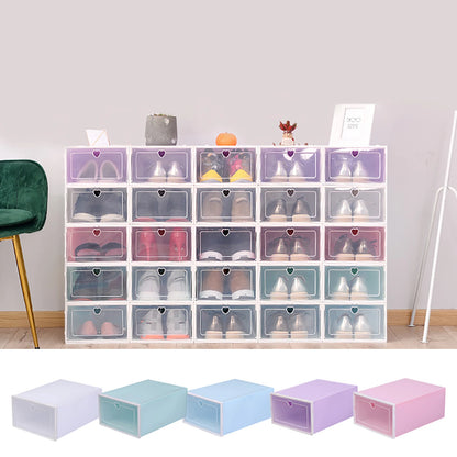 20Pcs Foldable Shoe Storage Boxes with Lids Transparent Stackable Containers Drawer Style PP Plastic Shoe Organizers