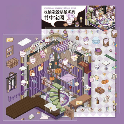 Creative Design Landscaping Sticker for Student Cute Cartoon Magic 3D Stack Scene Scrapbook Sticker Sweet Student Supplies