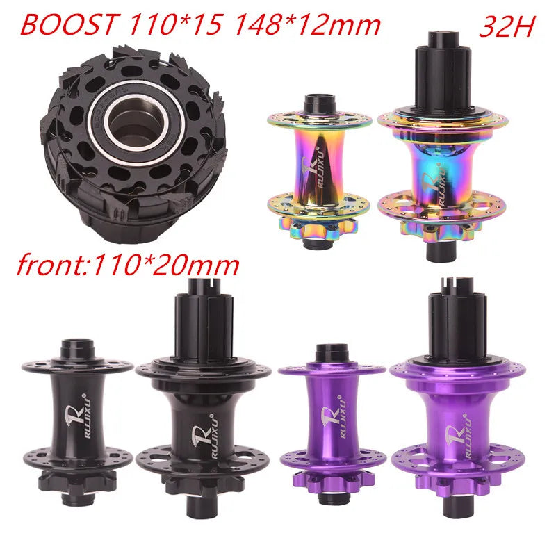 9 Pawls,RUJIXU, BOOST-Bicycle Bearing Hubs HG, MS, XD, 450T Noise, 5 Bearing Hubs, 110x15, 148x12mm, 32 Holes