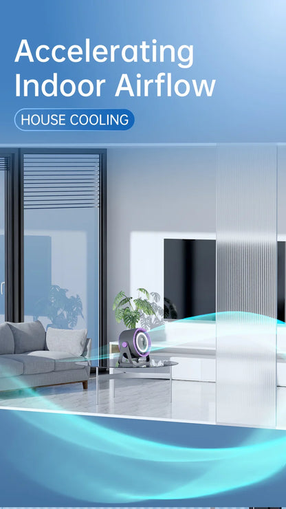 TINSOL 2500mAH Portable Electric Fan with Ambient Light Turbo Mute Electric Fan Desktop Wall Mount Ceiling Air Cooler