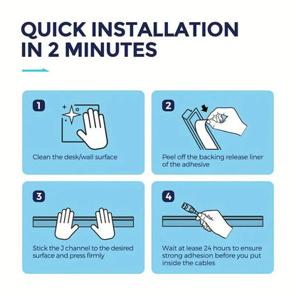 Channel Desk Cable Organizer Cable Management Accessories White Cable Protecter No Drilling Under Desk Management Tray