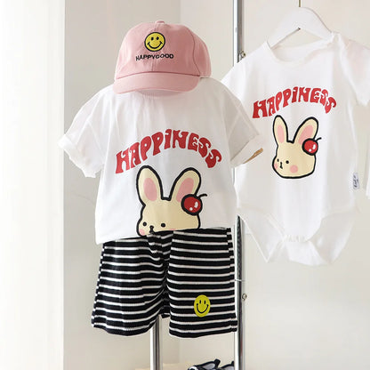 Family Cute Matching T Shirts Parent-child Rabbit Clothes Funny Dad Mom and Son Daughter Cotton Tees Tops Baby Newborn Bodysuit