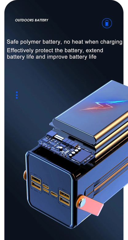 120W Super Fast Power Bank 200000mAh Large Capacity Outdoor Mobile Power Supply Supports 7 Devices to Charge At The Same Time