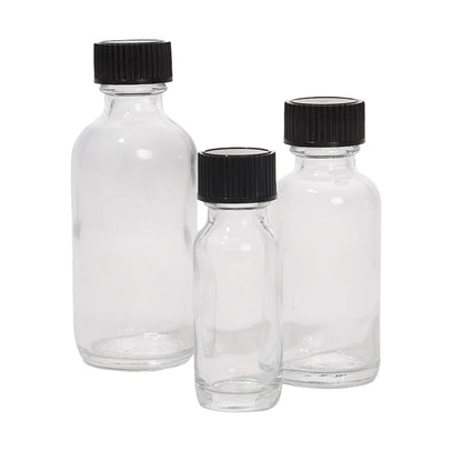 6 Pcs Small Clear Glass Bottles With Lids Glass Containers Round Bottles For Juice, Oils, Ginger Shots, Whiskey, Liquids
